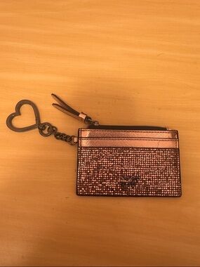 Victoria's Secret Rose Gold Glitter Card Holder Keychain